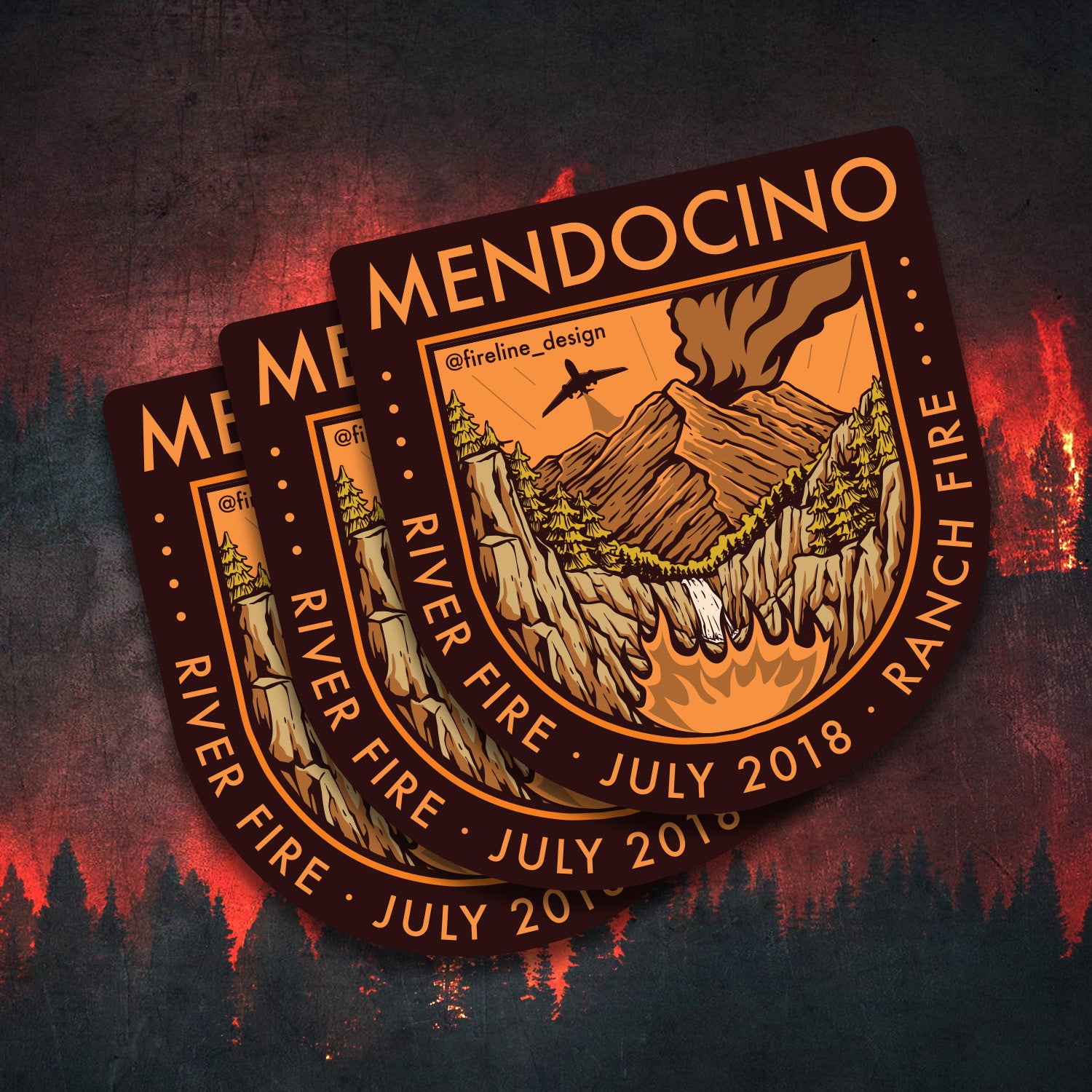 MENDOCINO FIRE Sticker - 3-Pack